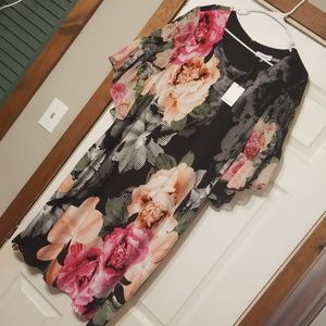 Black and pink and peach flowers